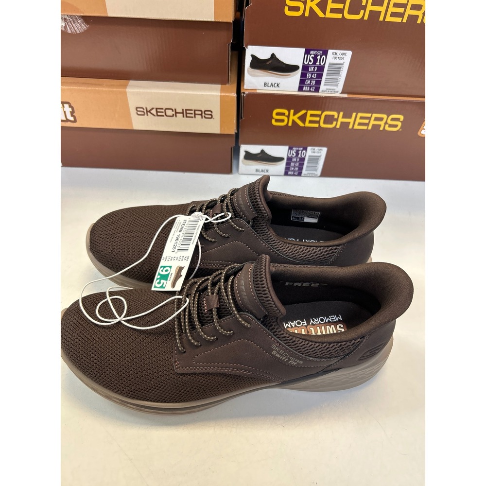 Skechers Swift Fit Shoes Mens 9.5 Brown Memory Foam Sneakers 1961251 0733